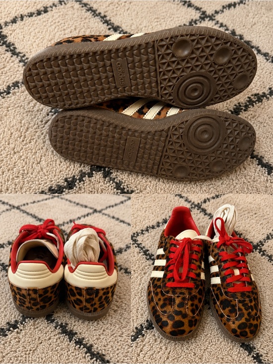 adidas Shoes - adidas Leopard-Print Sneakers with Red Laces and White Stripes
